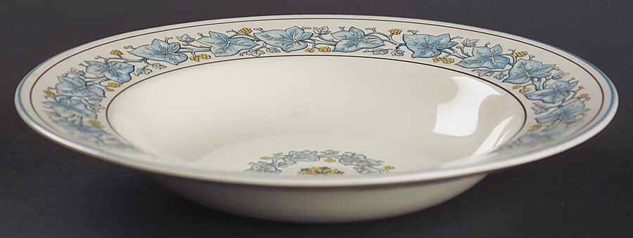 Ivy Leaf Blue Rim Soup Bowl by Myott Staffordshire-1