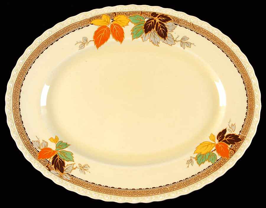 Leaflet 11" Oval Serving Platter by Myott Staffordshire-1