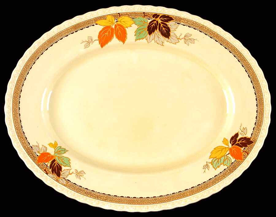 Leaflet 12" Oval Serving Platter by Myott Staffordshire-1