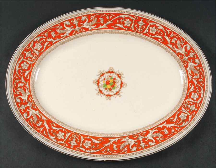 Medici Orange Red 16" Oval Serving Platter by Myott Staffordshire-1