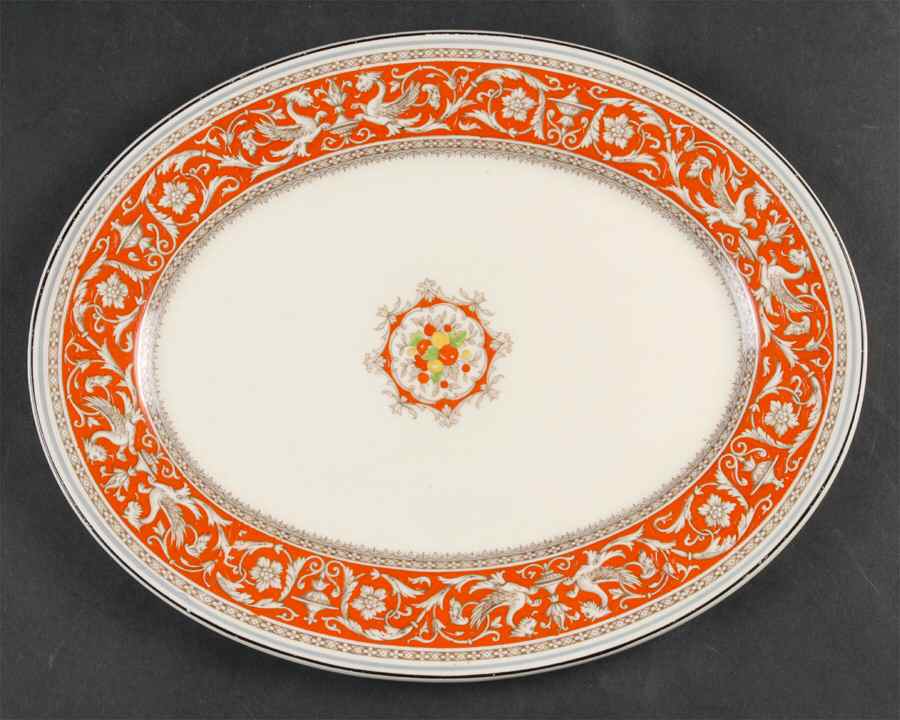 Medici Orange Red 12" Oval Serving Platter by Myott Staffordshire-1