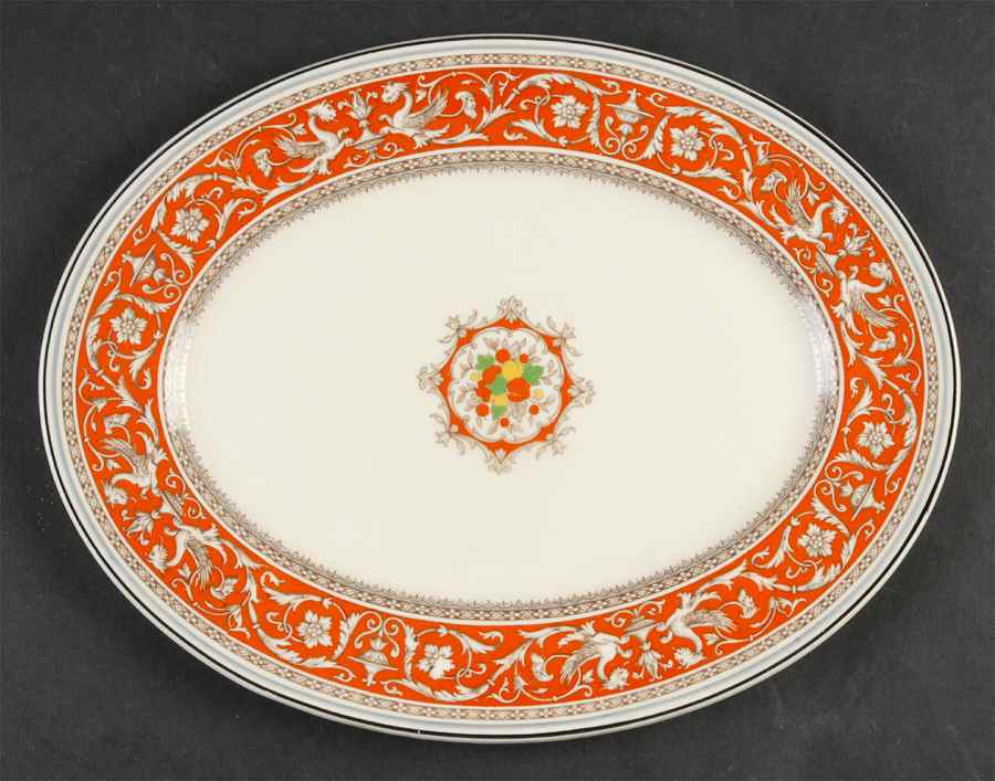 Medici Orange Red 11" Oval Serving Platter by Myott Staffordshire-1