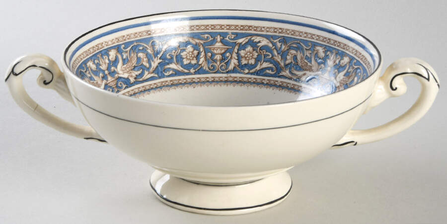 Medici Sky Blue Footed Cream Soup Bowl by Myott Staffordshire-1