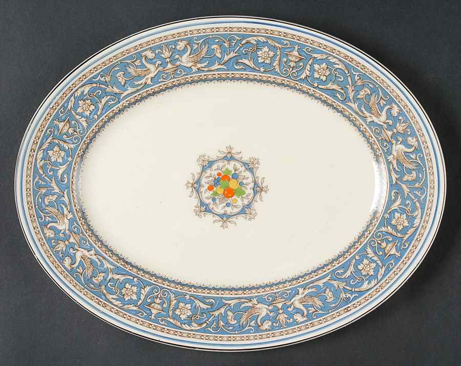 Medici Sky Blue 11" Oval Serving Platter by Myott Staffordshire-1