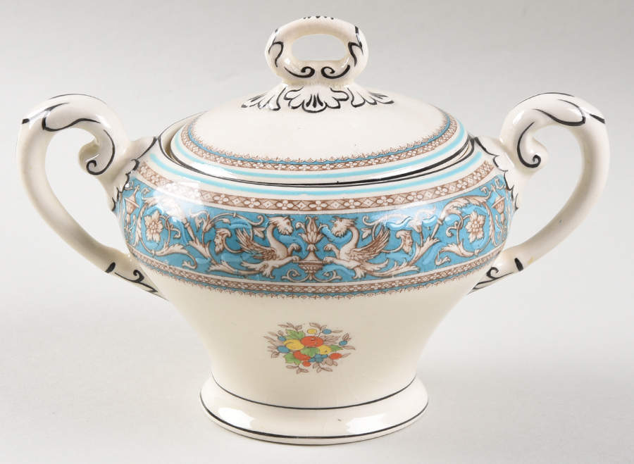 Medici Turquoise (Center Design) Sugar Bowl & Lid by Myott Staffordshire-1