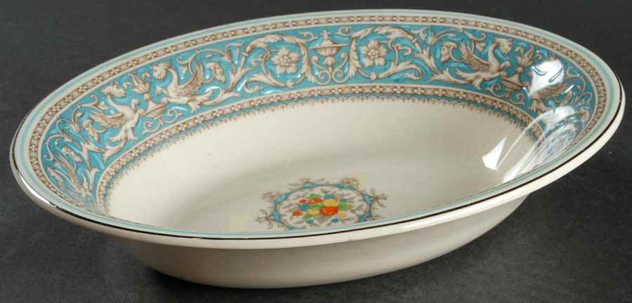 Medici Turquoise (Center Design) 11" Oval Vegetable Bowl by Myott Staffordshire-1