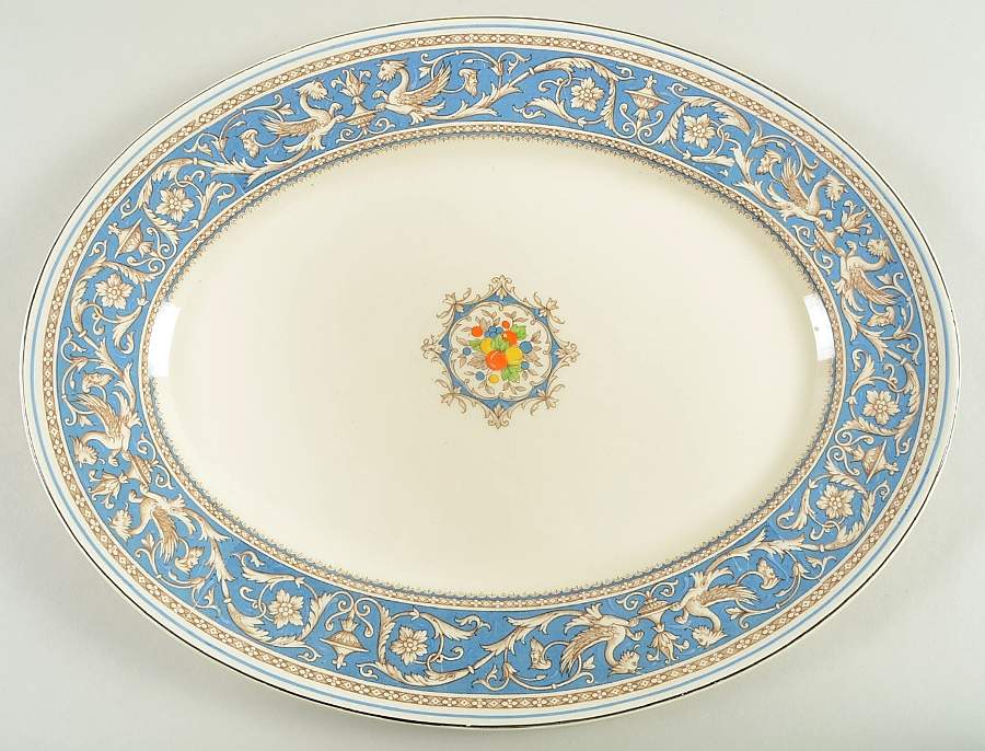 Medici Turquoise (Center Design) 16" Oval Serving Platter by Myott Staffordshire-1