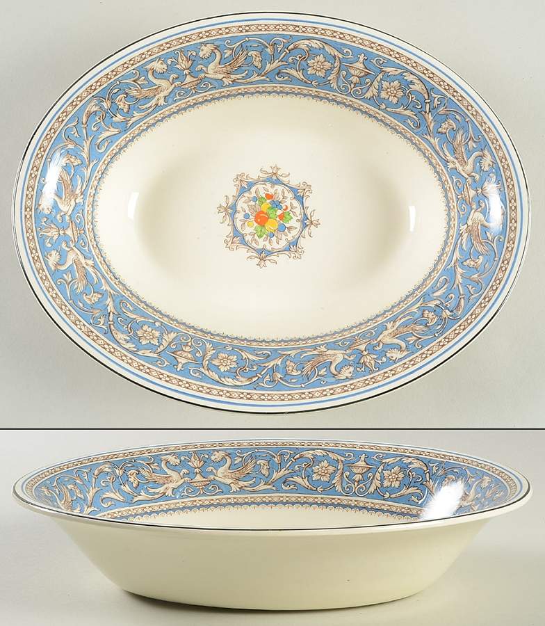 Medici Turquoise (Center Design) 9" Oval Vegetable Bowl by Myott Staffordshire-1