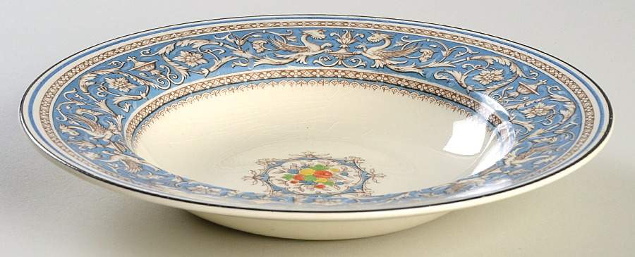 Medici Turquoise (Center Design) Rim Soup Bowl by Myott Staffordshire-1