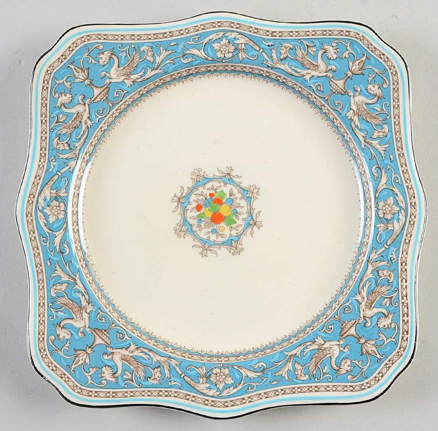 Medici Turquoise (Center Design) Square Luncheon Plate by Myott Staffordshire-1