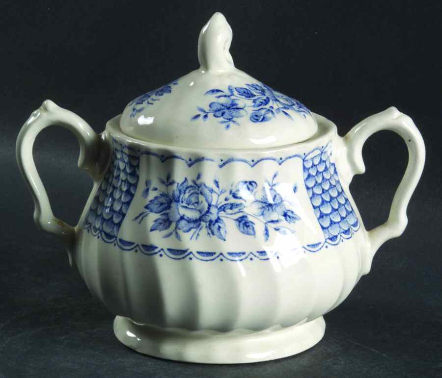Melody Blue Sugar Bowl & Lid by Myott Staffordshire-1