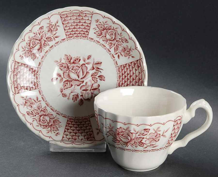 Melody Pink Flat Cup & Saucer Set by Myott Staffordshire-1