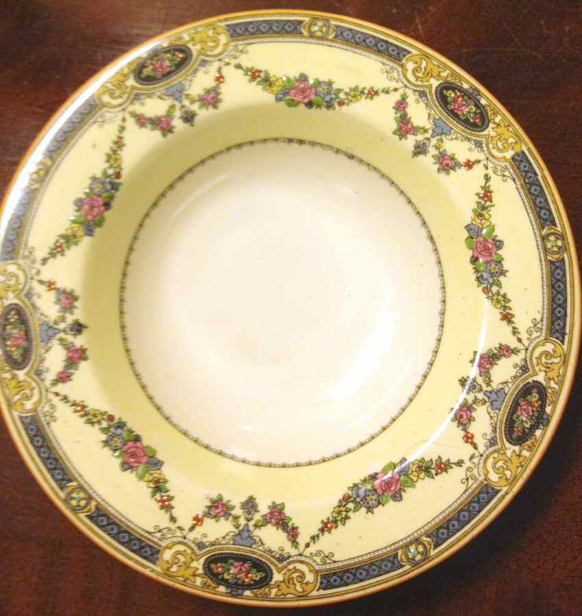 Argyle (Yellow Trim) Rim Soup Bowl by Myott Staffordshire-1