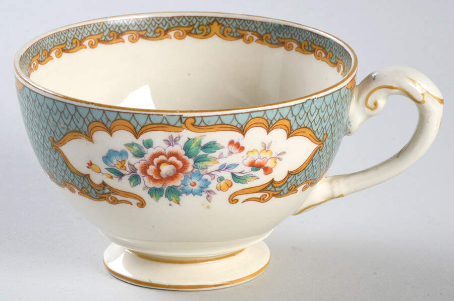 Old Bow Pheasant Turquoise Footed Cup by Myott Staffordshire-1