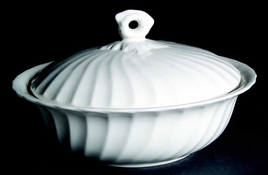 Olde Chelsea White Round Covered Vegetable by Myott Staffordshire-1