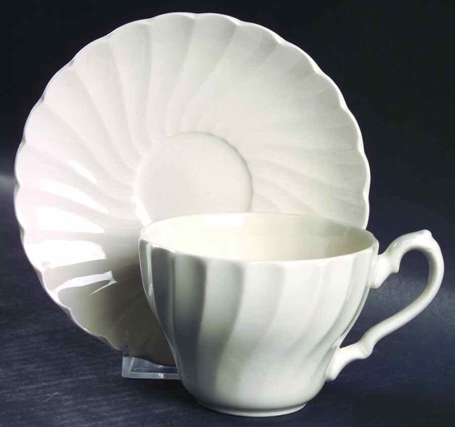 Olde Chelsea White Flat Cup & Saucer Set by Myott Staffordshire-1