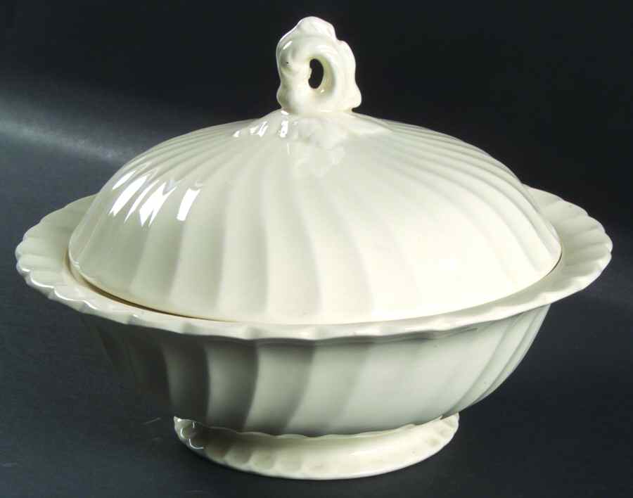 Olde Chelsea White Round Covered Vegetable by Myott Staffordshire-1