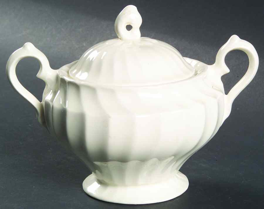 Olde Chelsea White Sugar Bowl & Lid by Myott Staffordshire-1