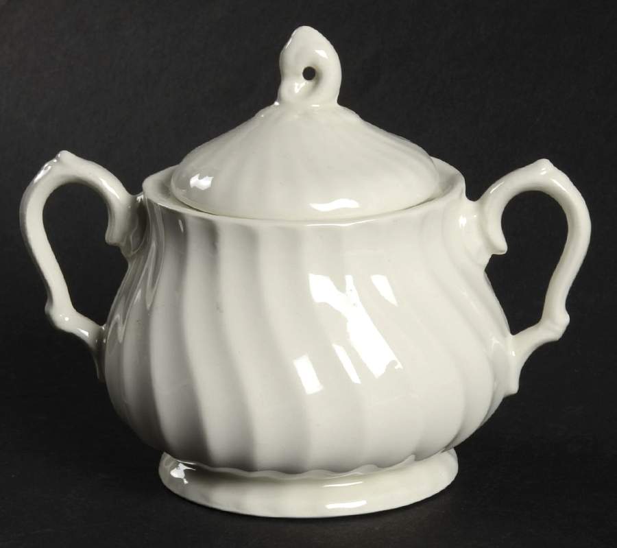 Olde Chelsea White Sugar Bowl & Lid by Myott Staffordshire-1