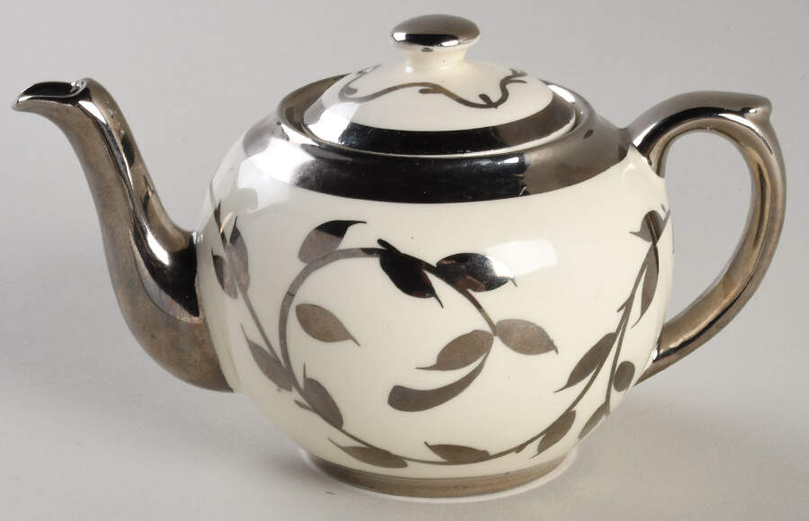 Old Silver Lustre Individual Teapot & Lid by Myott Staffordshire-1