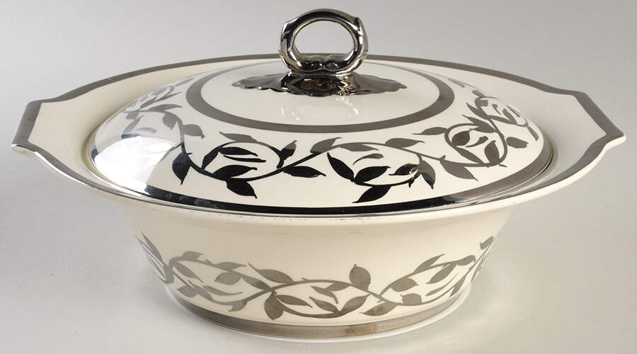 Old Silver Lustre Round Covered Vegetable by Myott Staffordshire-1
