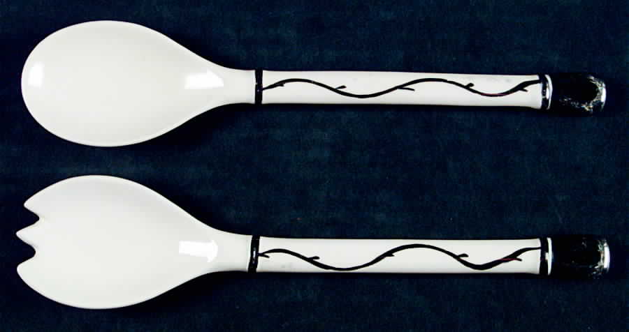 Old Silver Lustre 2 Piece Salad Set, Solid Piece by Myott Staffordshire-1