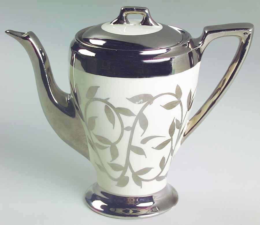 Old Silver Lustre Individual Coffee Pot & Lid by Myott Staffordshire-1