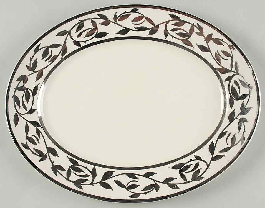 Old Silver Lustre 14" Oval Serving Platter by Myott Staffordshire-1