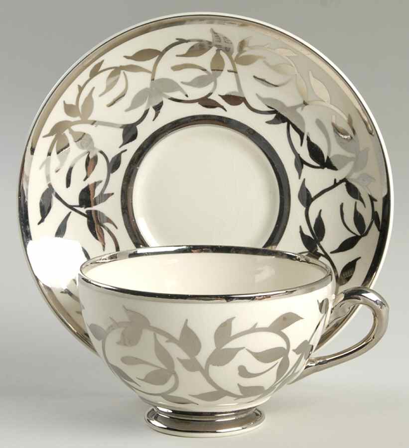 Old Silver Lustre Oversized Cup & Saucer Set by Myott Staffordshire-1