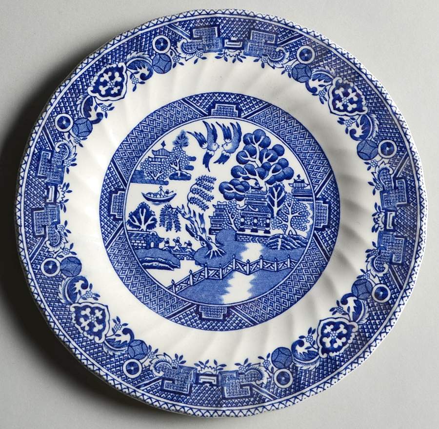 Old Willow Blue Dessert/Pie Plate by Myott Staffordshire-1