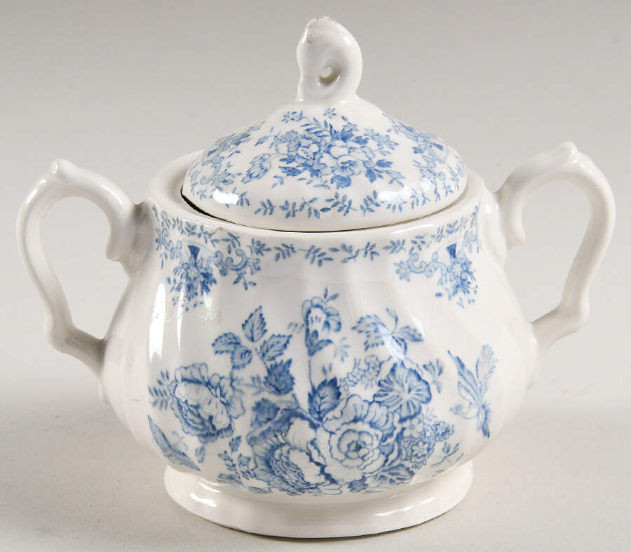 Oriental Garden Blue Sugar Bowl & Lid by Myott Staffordshire-1
