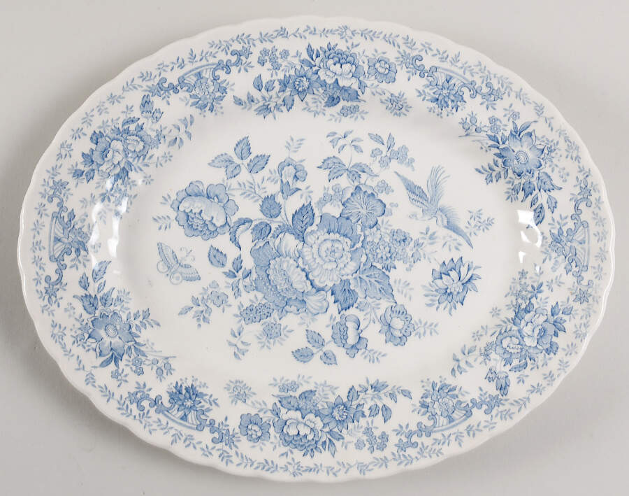 Oriental Garden Blue 12" Oval Serving Platter by Myott Staffordshire-1