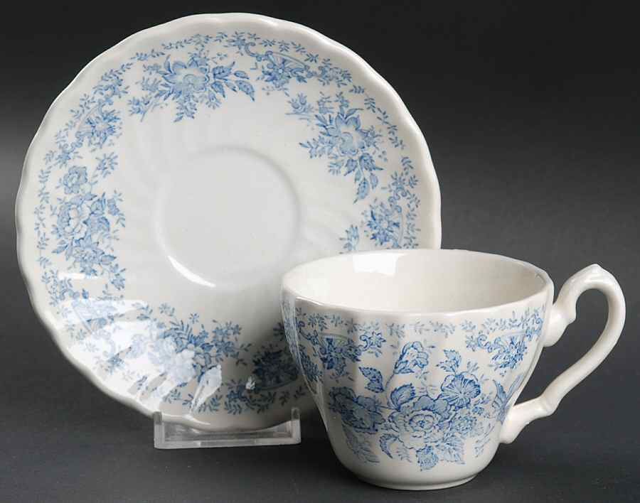 Oriental Garden Blue Flat Cup & Saucer Set by Myott Staffordshire-1