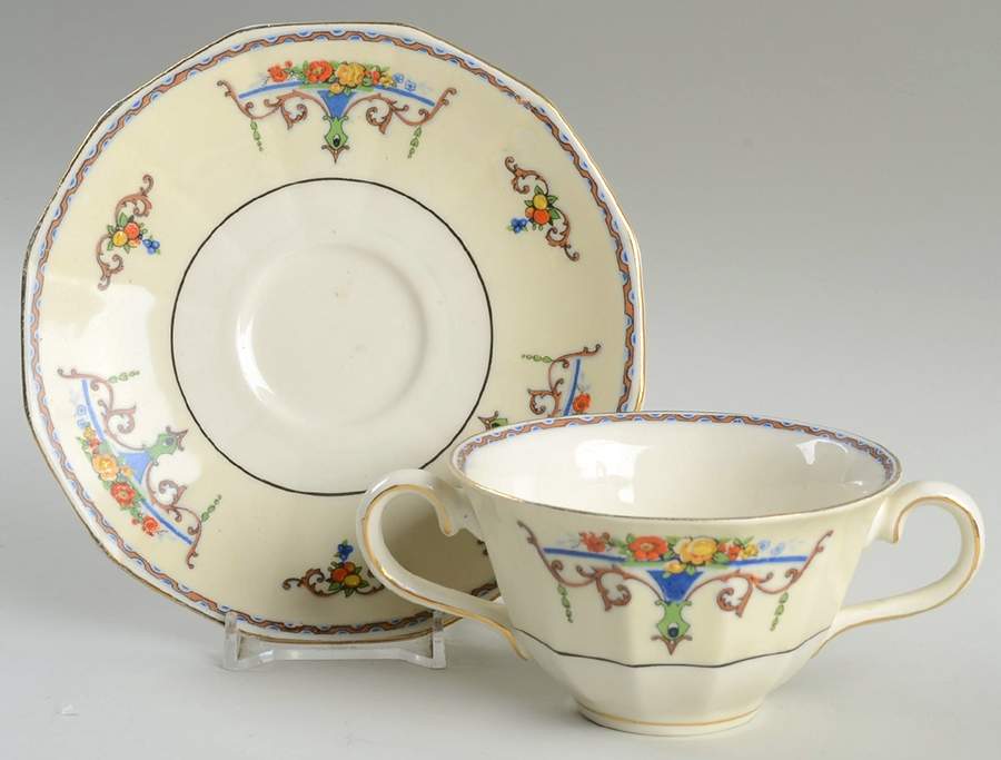 Paramount Flat Bouillon Cup & Saucer by Myott Staffordshire-1