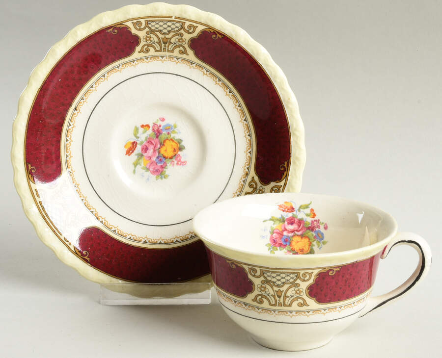 Persian Rose Flat Cup & Saucer Set by Myott Staffordshire-1