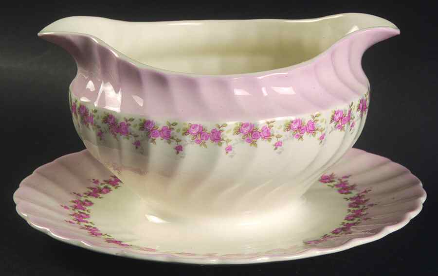 Petite Round Gravy Boat/Attached Underplate by Myott Staffordshire-1