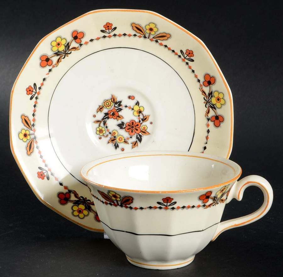Portland Flat Cup & Saucer Set by Myott Staffordshire-1