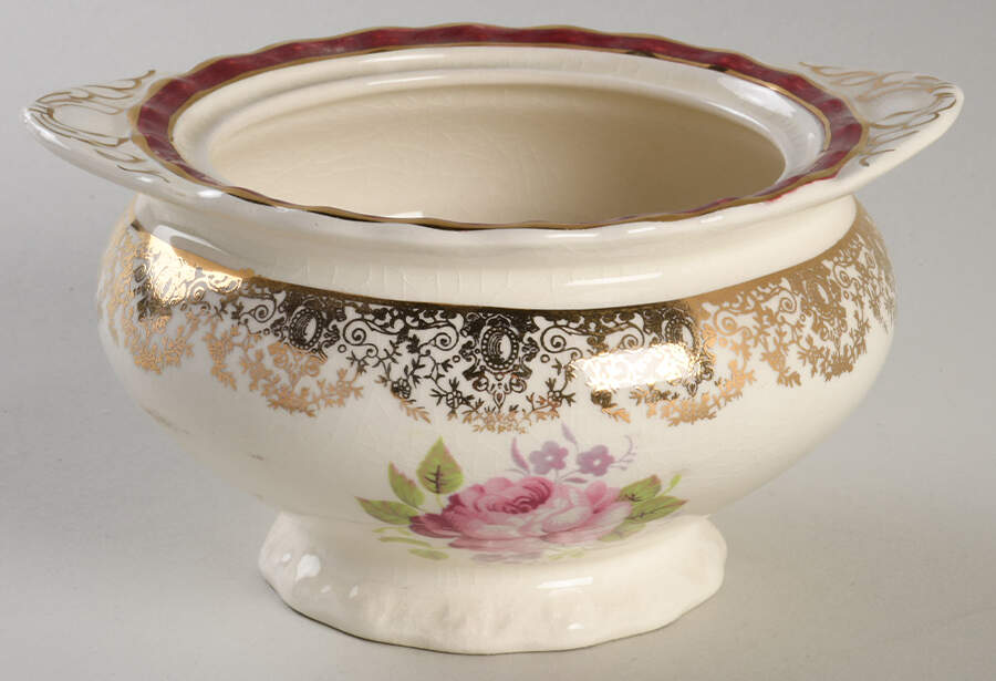 Princess Elizabeth Red Sugar Bowl No Lid by Myott Staffordshire-1