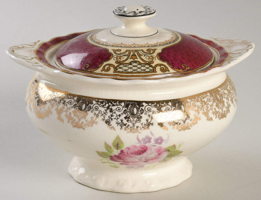Princess Elizabeth Red Sugar Bowl & Lid by Myott Staffordshire-1