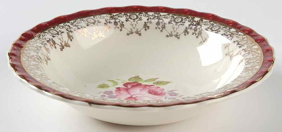 Princess Elizabeth Red Rim Fruit/Dessert (Sauce) Bowl by Myott Staffordshire-1