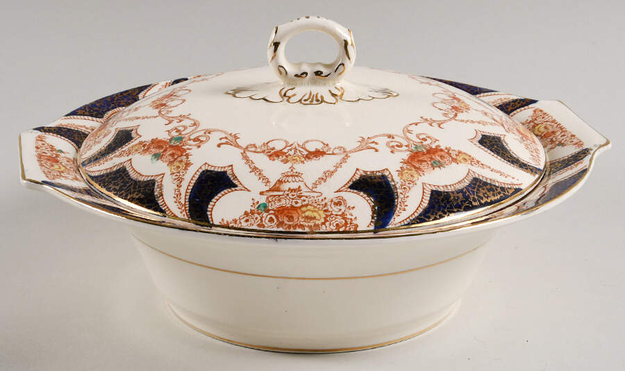 The Regal Blue (Smooth) Round Covered Vegetable by Myott Staffordshire-1