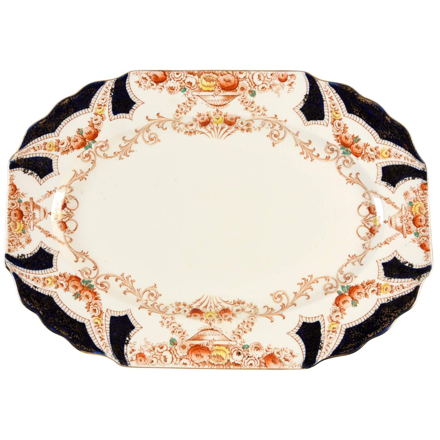 The Regal Blue (Smooth) 16" Oval Serving Platter by Myott Staffordshire-1