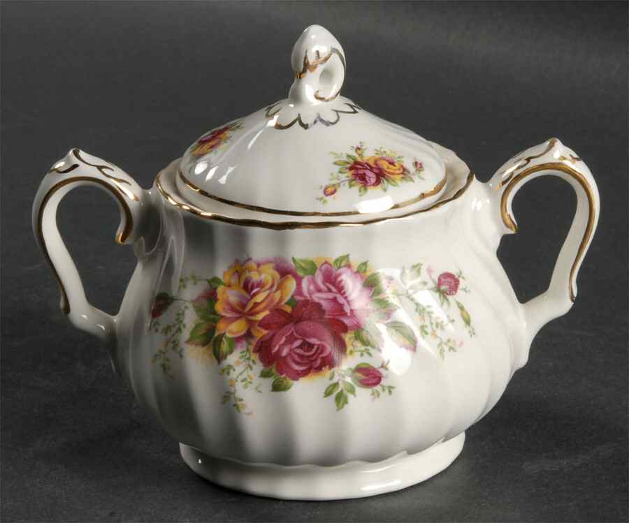 Rose Garden Sugar Bowl & Lid by Myott Staffordshire-1