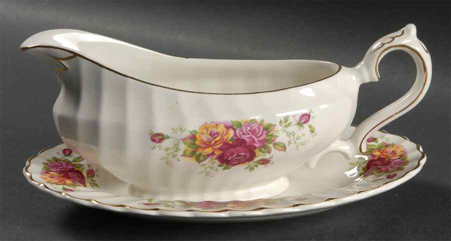 Rose Garden Gravy Boat & Underplate by Myott Staffordshire-1