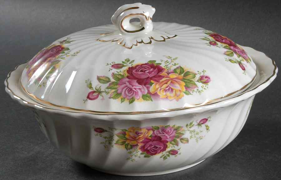 Rose Garden Round Covered Vegetable by Myott Staffordshire-1