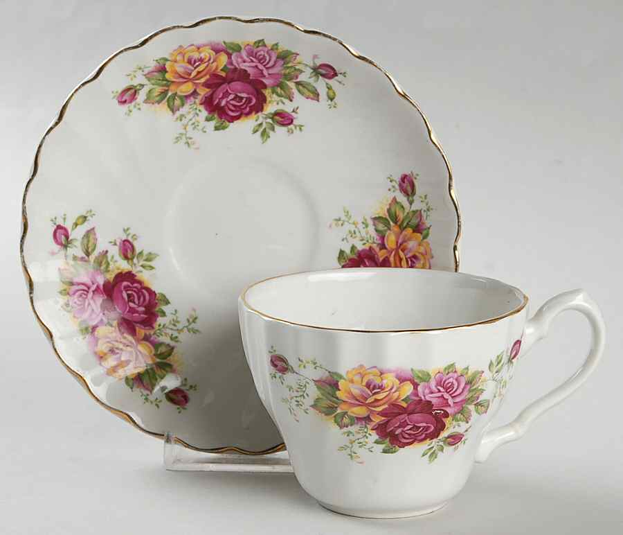 Rose Garden Flat Cup & Saucer Set by Myott Staffordshire-1