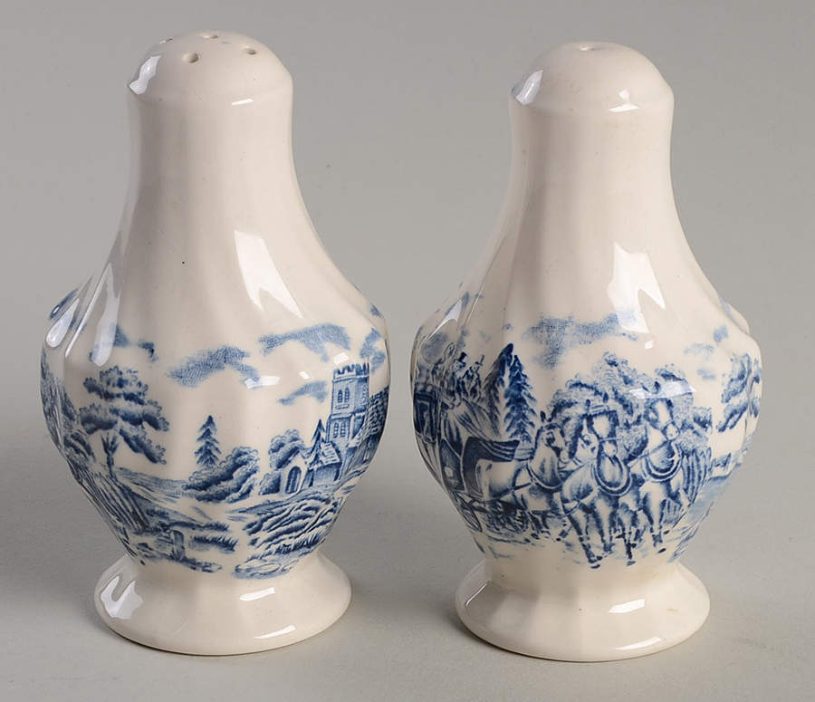 Royal Mail Blue Salt & Pepper Set by Myott Staffordshire-1