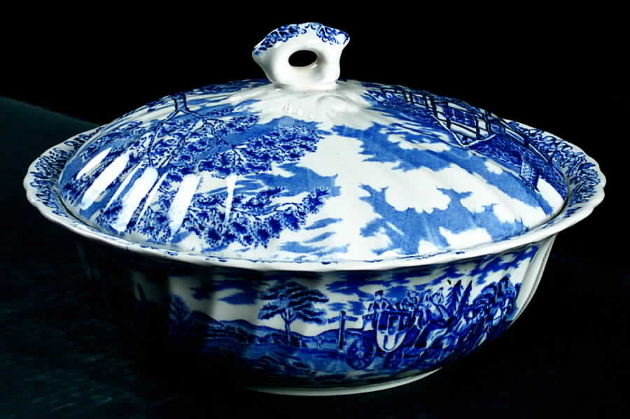 Royal Mail Blue Round Covered Vegetable by Myott Staffordshire-1