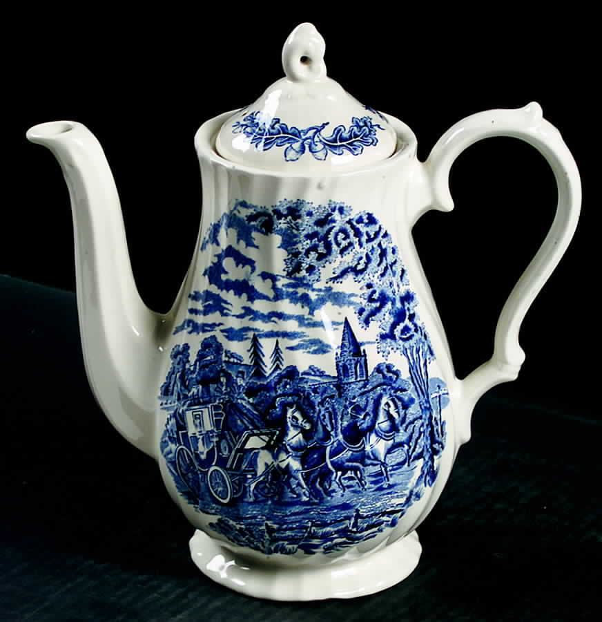 Royal Mail Blue Coffee Pot & Lid by Myott Staffordshire-1