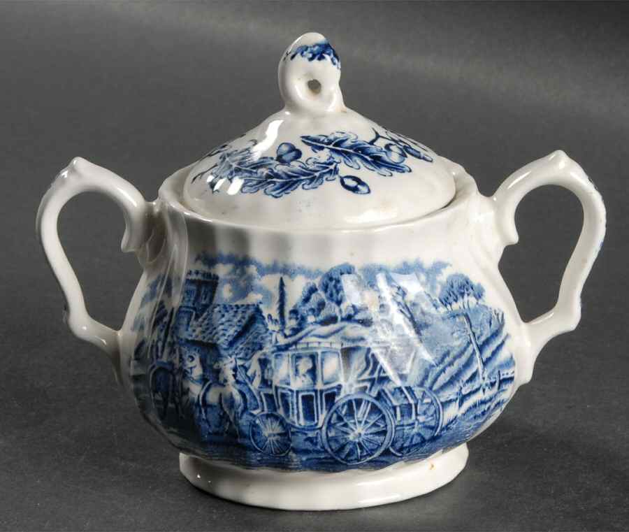 Royal Mail Blue Sugar Bowl & Lid by Myott Staffordshire-1